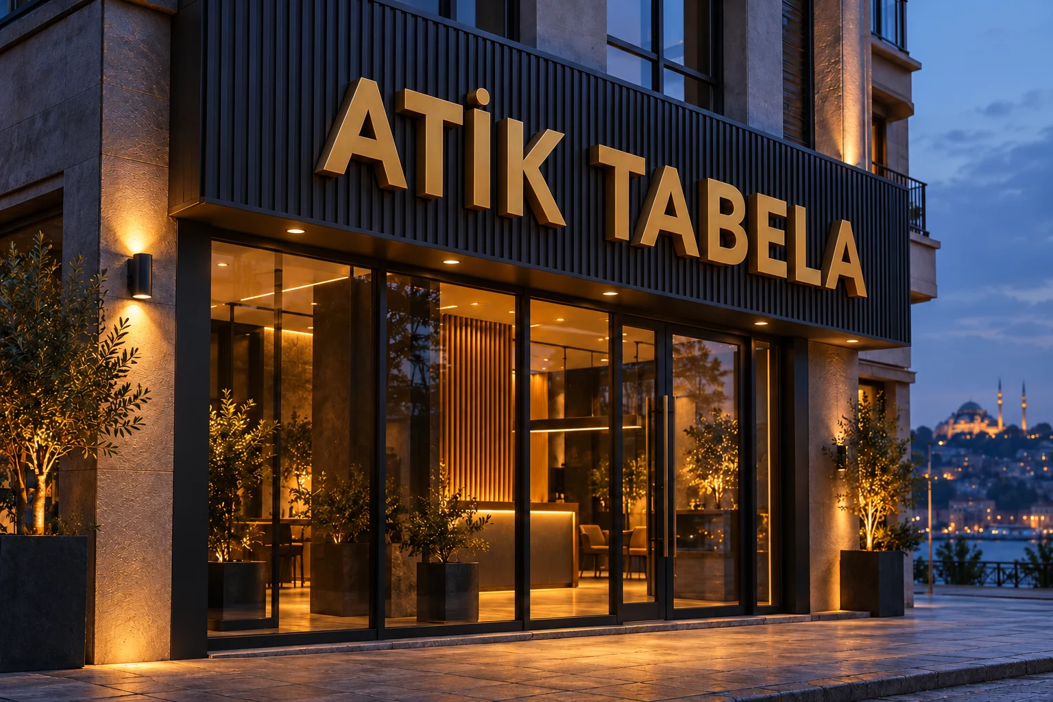 Antrasit cephede ATİK TABELA kutu harfleri